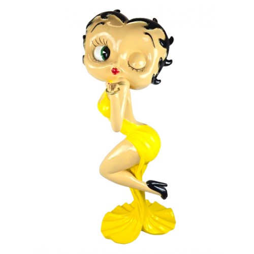 Statue betty boop en résine XXL robe de soirée jaune 120 cm