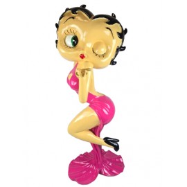 Statue betty boop en résine XXL robe de soirée fuchsia 120 cm