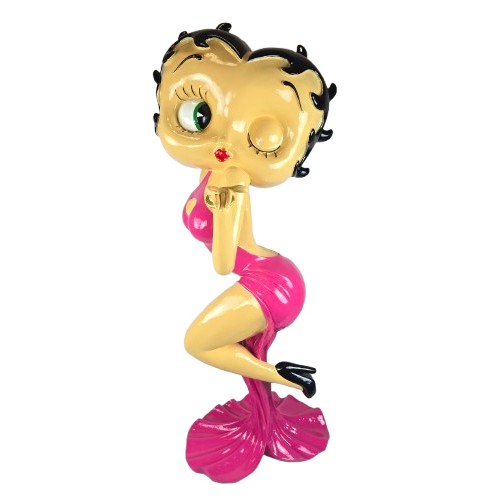 Statue betty boop en résine XXL robe de soirée fuchsia 120 cm