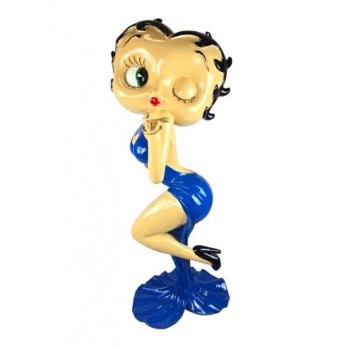 Statue betty boop en résine XXL robe de soirée bleu 120 cm