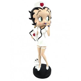 Statue Betty boop en résine infirmière avec son chien 36 cm