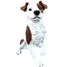 Statue jack Russell en résine blanc et marron 32 cm