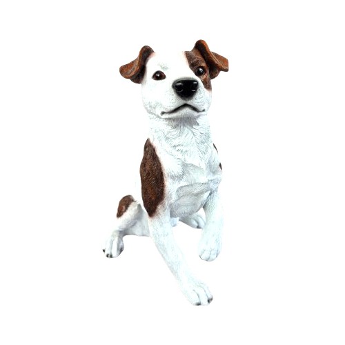 Statue jack Russell en résine blanc et marron 32 cm